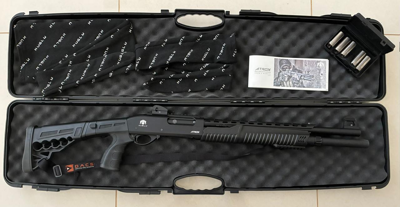 ESPINGARDA HUGLU ATROX TACTIC BLACK 12GA Oxidada 7+1 tiros - Cano 18,5”