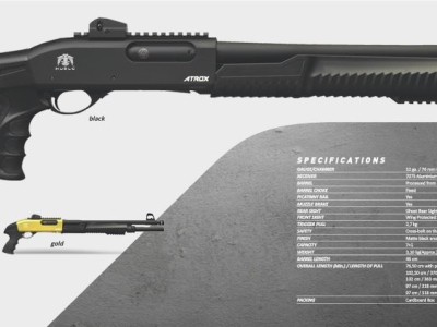 ESPINGARDA HUGLU ATROX TACTIC BLACK 12GA Oxidada 7+1 tiros - Cano 18,5”