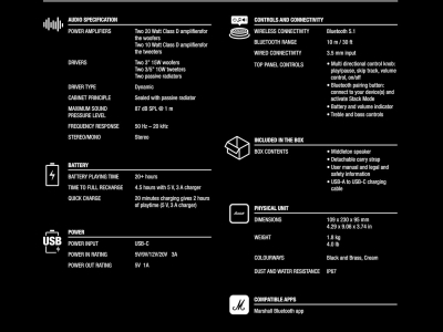 Caixa De Som Marshall Middleton Bluetooth